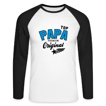 Original TOP PAPA - Premium 2 Color Dad - T-shirt baseball manches longues Homme - blanc/noir - Devant - Nik (191cm)