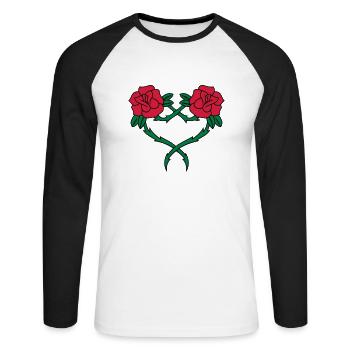 Rose Flower Heart 2 3c - Unisex Long Sleeve Baseball T-Shirt - white/black - Front - Nik (191cm)