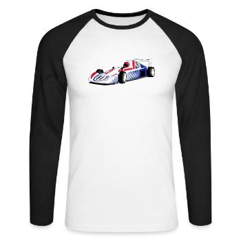 Rennauto - - Unisex Baseballshirt langarm - Weiß/Schwarz - Vorne - Nik (191cm)
