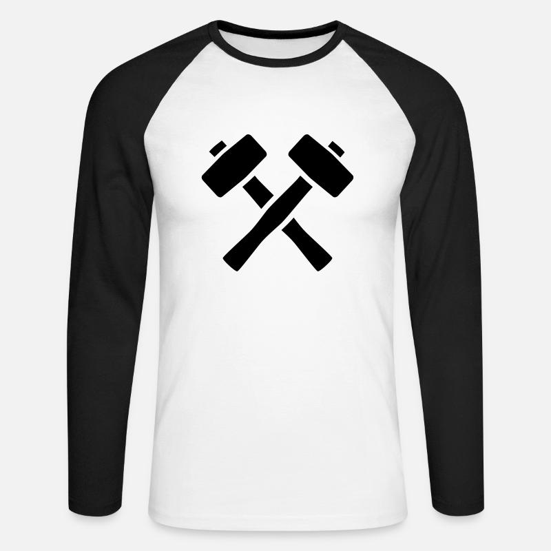 Hammer - Unisex Baseballshirt langarm - Weiß/Schwarz