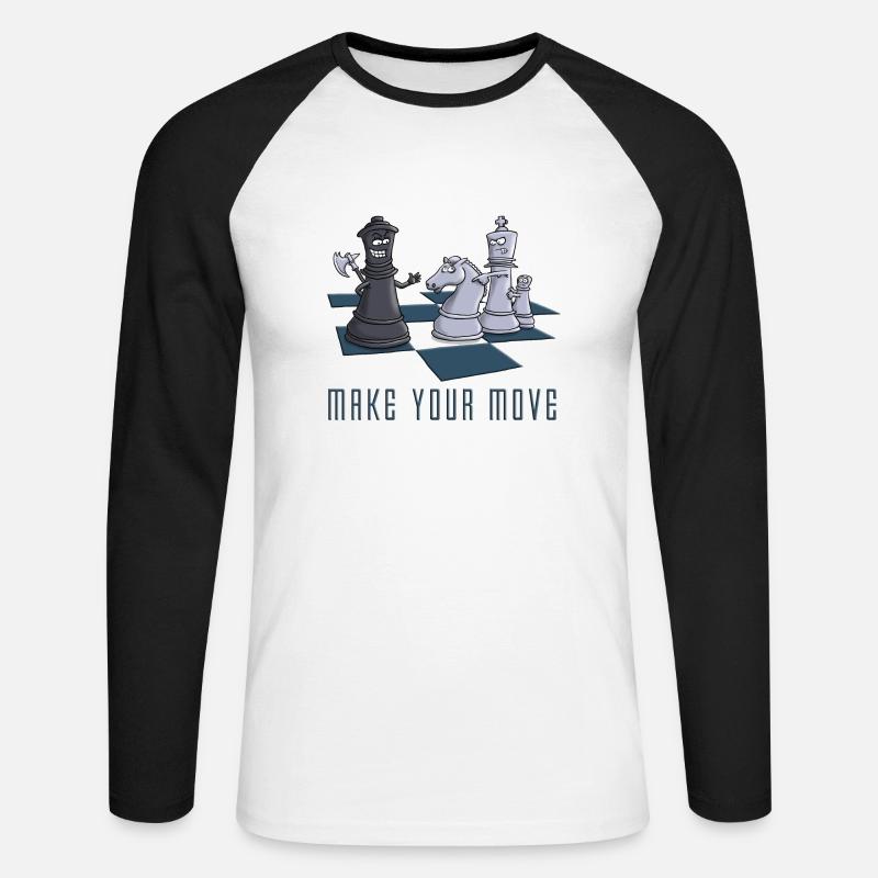chess_make_your move_11_2016 - Unisex Baseballshirt langarm - Weiß/Schwarz