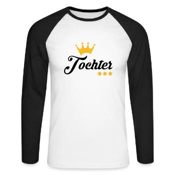 Sohn / Tochter / Familie / Mädchen - Unisex Baseballshirt langarm - Weiß/Schwarz - Vorne - Nik (191cm)