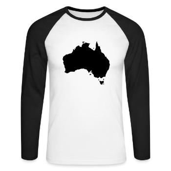 australia map - Unisex Baseballshirt langarm - Weiß/Schwarz - Vorne - Nik (191cm)