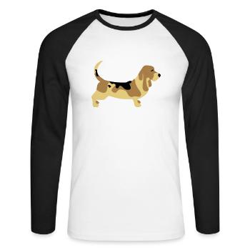 Basset Hound - Unisex Long Sleeve Baseball T-Shirt - white/black - Front - Nik (191cm)