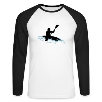 Whitewater kayaking - Unisex Long Sleeve Baseball T-Shirt - white/black - Front - Nik (191cm)