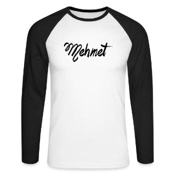 Mehmet - Unisex Baseballshirt langarm - Weiß/Schwarz - Vorne - Nik (191cm)