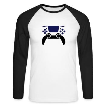 Contrôleur de jeu générique - T-shirt baseball manches longues Homme - blanc/noir - Devant - Nik (191cm)