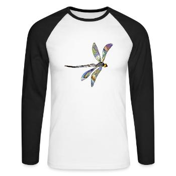 Libelle - Unisex Baseballshirt langarm - Weiß/Schwarz - Vorne - Nik (191cm)