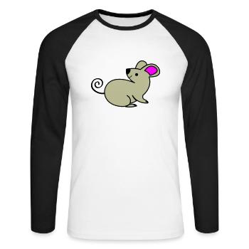 Mouse - Unisex Long Sleeve Baseball T-Shirt - white/black - Front - Nik (191cm)