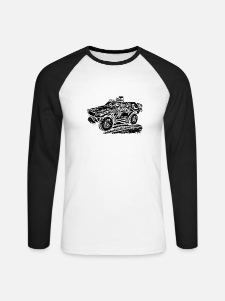 Militärgepanzertes Fahrzeug - Unisex Baseballshirt langarm - Weiß/Schwarz