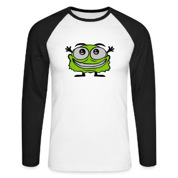 Petit monstre poilu mignon - T-shirt baseball manches longues Homme - blanc/noir - Devant - Nik (191cm)