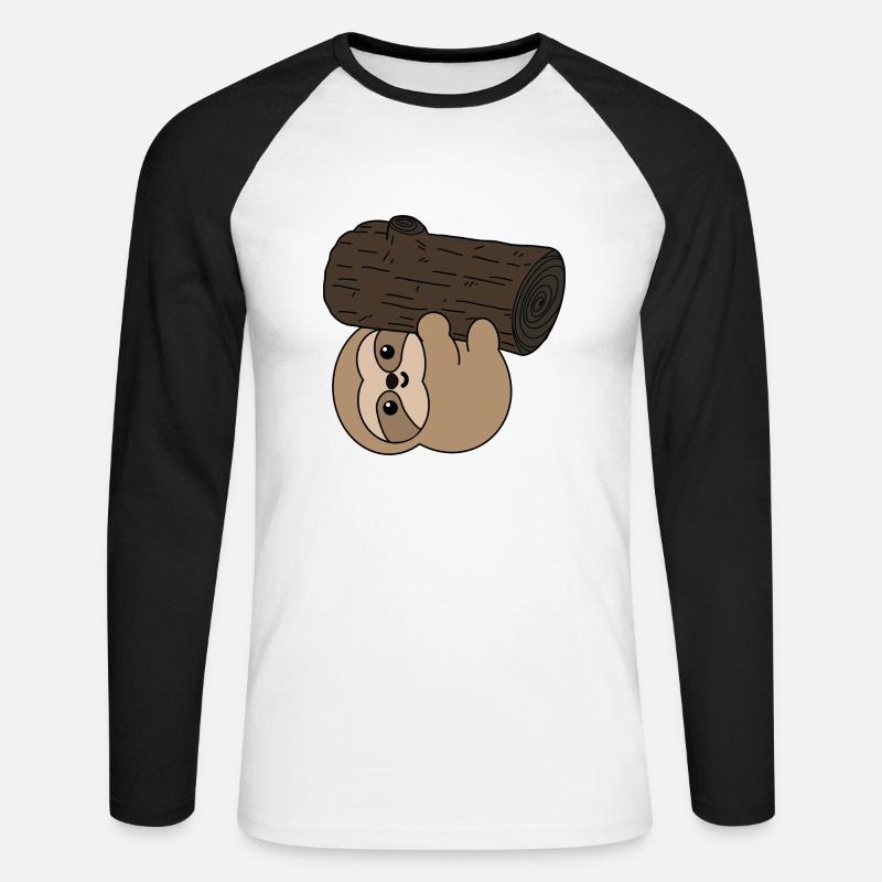 Faultier - Unisex Baseballshirt langarm - Weiß/Schwarz