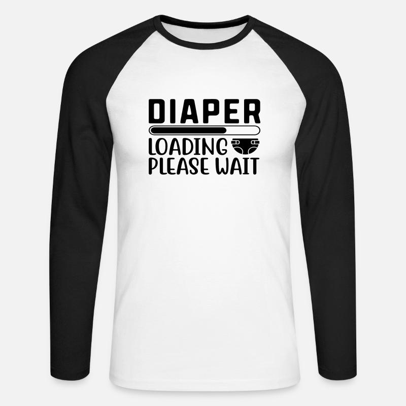 Diaper Loading Please Wait - Unisex Baseballshirt langarm - Weiß/Schwarz