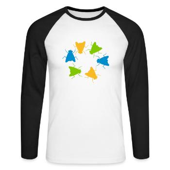 Colorful House Flying Group Team - Unisex Long Sleeve Baseball T-Shirt - white/black - Front - Nik (191cm)