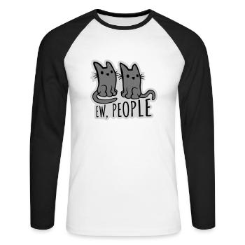 Pets Cats ew people - Unisex Long Sleeve Baseball T-Shirt - white/black - Front - Nik (191cm)