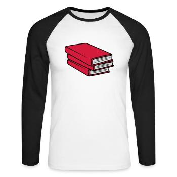 3 Conception de pile de livres - T-shirt baseball manches longues Homme - blanc/noir - Devant - Nik (191cm)