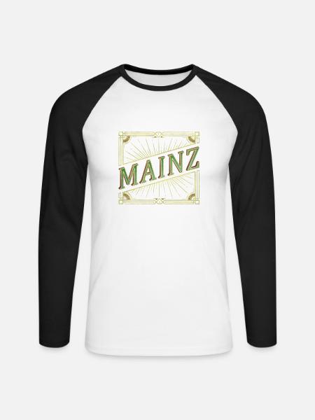 Mainz Deutschland Stadt Schrift Vintage Retro - Unisex Baseballshirt langarm - Weiß/Schwarz