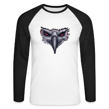 Adler Raubvogel - Unisex Baseballshirt langarm - Weiß/Schwarz - Vorne - Nik (191cm)