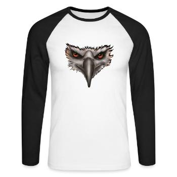 Adler Adlerkopf Geschenk - Unisex Baseballshirt langarm - Weiß/Schwarz - Vorne - Nik (191cm)