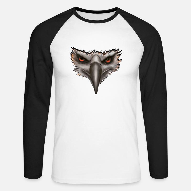 Adler Adlerkopf Geschenk - Unisex Baseballshirt langarm - Weiß/Schwarz