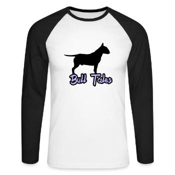 Personnel américain, Bit Bull - T-shirt baseball manches longues Homme - blanc/noir - Devant - Nik (191cm)