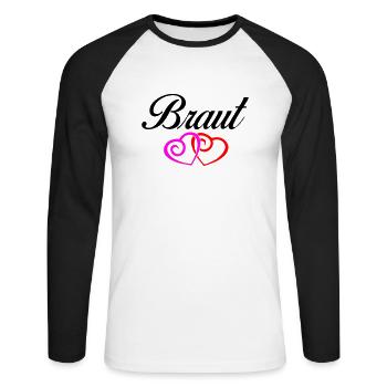 braut 1 - Unisex Baseballshirt langarm - Weiß/Schwarz - Vorne - Nik (191cm)