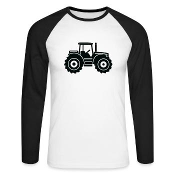Traktor - Unisex Baseballshirt langarm - Weiß/Schwarz - Vorne - Nik (191cm)