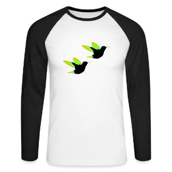Colibri 02 - T-shirt baseball manches longues Homme - blanc/noir - Devant - Nik (191cm)