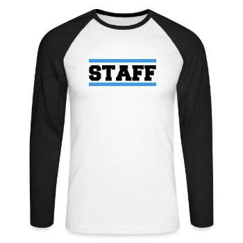 staff - Unisex Baseballshirt langarm - Weiß/Schwarz - Vorne - Nik (191cm)
