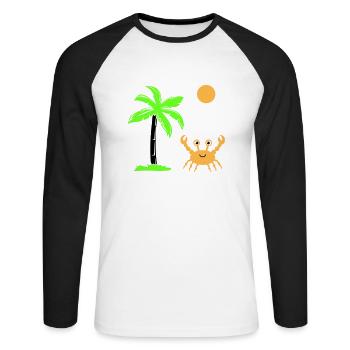 krabbe sonne palme - Unisex Baseballshirt langarm - Weiß/Schwarz - Vorne - Nik (191cm)