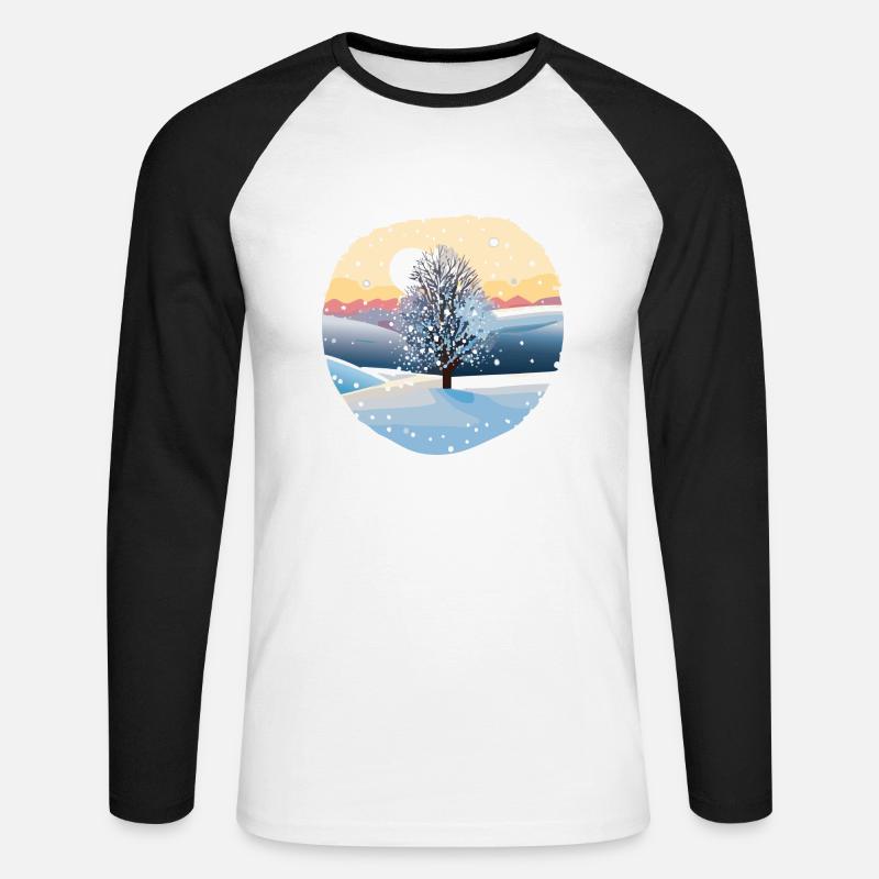 Winter Magic: Snow Magic Tree - Unisex Long Sleeve Baseball T-Shirt - white/black