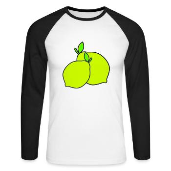 Citrons - T-shirt baseball manches longues Homme - blanc/noir - Devant - Nik (191cm)