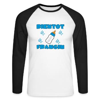 BALD BRÜDER - Unisex Baseballshirt langarm - Weiß/Schwarz - Vorne - Nik (191cm)