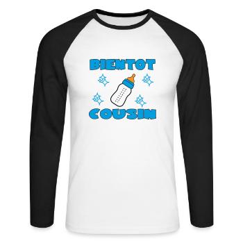 BIENTOT COUSIN - T-shirt baseball manches longues Homme - blanc/noir - Devant - Nik (191cm)
