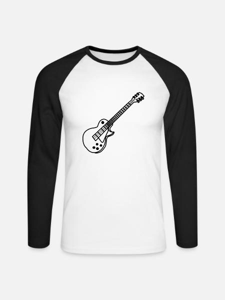 Elektrogitarre - Unisex Baseballshirt langarm - Weiß/Schwarz