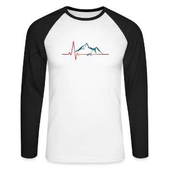 Mountains heartbeat - Unisex Long Sleeve Baseball T-Shirt - white/black - Front - Nik (191cm)