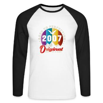 Perfection 2007 -17th Anniversary,Original - Unisex Long Sleeve Baseball T-Shirt - white/black - Front - Nik (191cm)