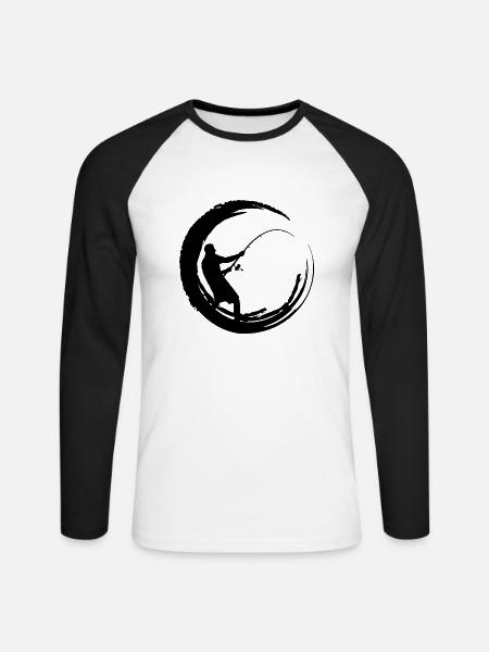 Angler Spruch Fischen Fischer Geschenksidee - Unisex Baseballshirt langarm - Weiß/Schwarz