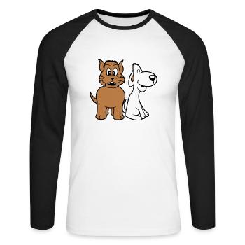 Dog Cat Two Friends Team Kitten 2 Duo Crew - Unisex Long Sleeve Baseball T-Shirt - white/black - Front - Nik (191cm)