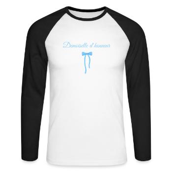 Blue Bow Bridesmaid - Unisex Long Sleeve Baseball T-Shirt - white/black - Front - Nik (191cm)