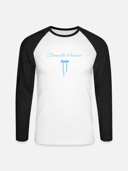 Blue Bow Bridesmaid - Unisex Long Sleeve Baseball T-Shirt - white/black