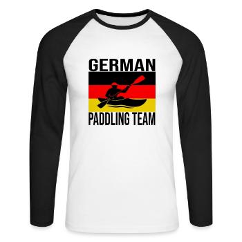 German Kayak Crew Shirt – Paddling - Unisex Long Sleeve Baseball T-Shirt - white/black - Front - Nik (191cm)