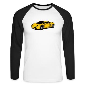 lambo - Unisex Baseballshirt langarm - Weiß/Schwarz - Vorne - Nik (191cm)