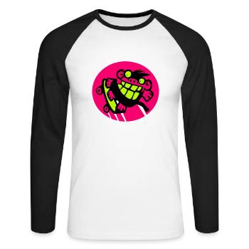 Skateboarding Monkey! - Unisex Long Sleeve Baseball T-Shirt - white/black - Front - Nik (191cm)