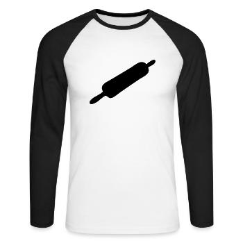 Bäcker Nudelholz - Unisex Baseballshirt langarm - Weiß/Schwarz - Vorne - Nik (191cm)