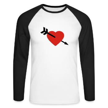 Amor Arrow and Heart - Unisex Long Sleeve Baseball T-Shirt - white/black - Front - Nik (191cm)
