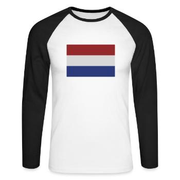 niederlande - T-shirt baseball manches longues Homme - blanc/noir - Devant - Nik (191cm)