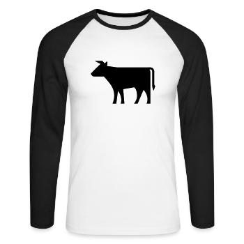 vache - T-shirt baseball manches longues Homme - blanc/noir - Devant - Nik (191cm)