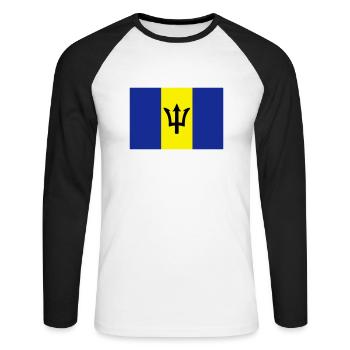 Barbados - Unisex Long Sleeve Baseball T-Shirt - white/black - Front - Nik (191cm)