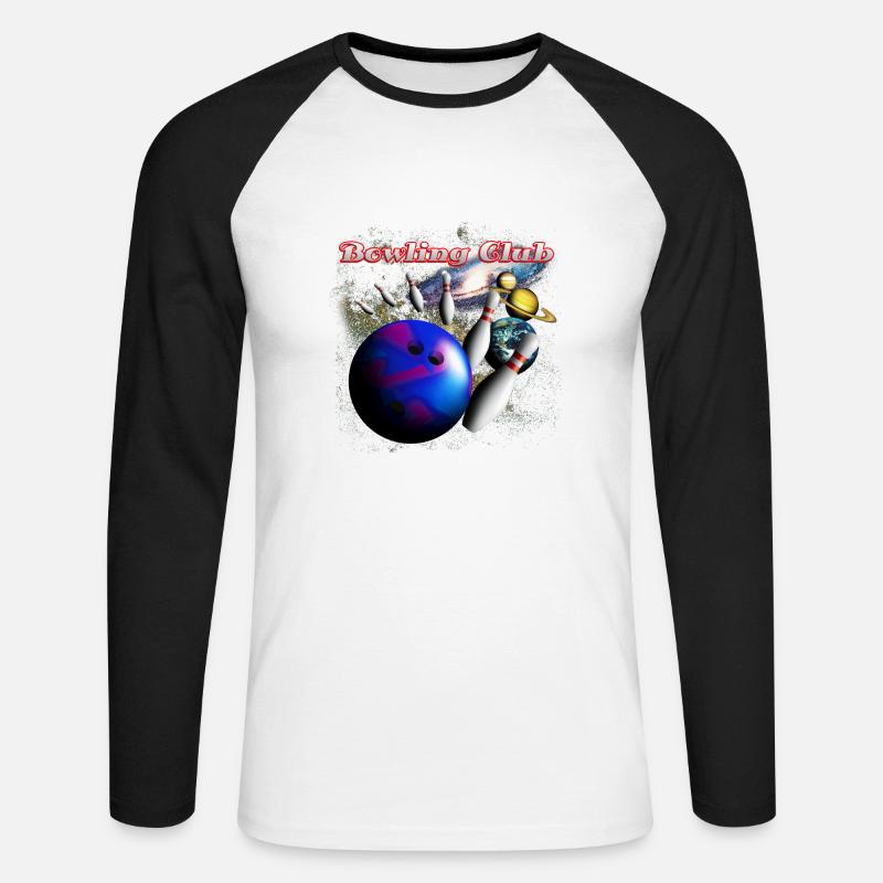 bowling_space_a - Unisex Baseballshirt langarm - Weiß/Schwarz